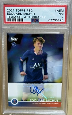 EDOUARD MICHUT * PSA AUTO * 2021 TOPPS PSG TEAM SET AUTOGRAPHS FRANCE CARD #AEM - Image 1 of 4
