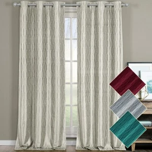 Voyage Thermal Blackout Jacquard Window Top Grommet Curtain Set de 2 paneles - Imagen 1 de 5
