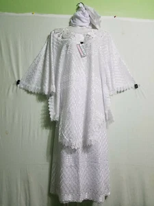 Damenbekleidung Afrikanischer Poncho Rock Anzug Free Size Weiß - Bild 1 von 8