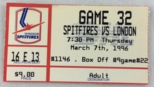 OHL 1996 03/07 London Knights at Windsor Spitfires Hockey Ticket