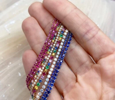 1.50CT Ruby Micro Tennis Bracelet 14K Rose Gold Natural Round Cut Certified - Image 1 of 3