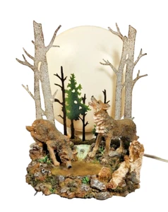 American Indian Rustic Wolves Wolf Cabincore Western Light Moon Watering Hole - Picture 1 of 8