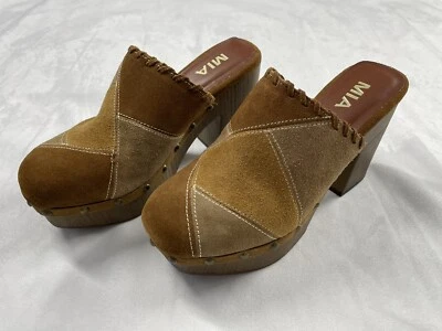 Zueco mulas vintage Mia Deadstock patchwork gamuza tachonado tacón para mujer 6,5 Y2K Foto 1 de 4