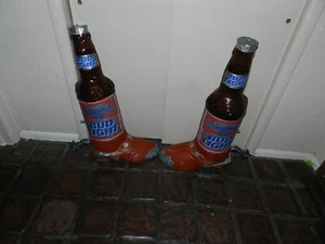 Pair of Budweiser BUD LIGHT Inflatable Blowup COWBOY BOOT Beer Bottle Bar Sign - Picture 1 of 10