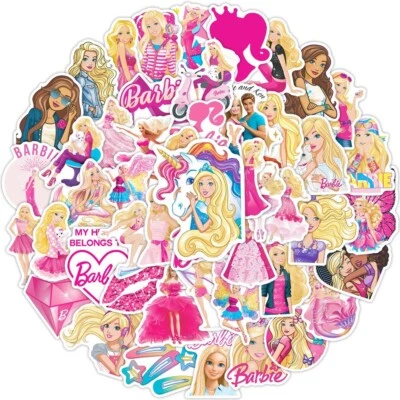 50pc Barbie Princess Cartoon Stickers for Car Skateboard Luggage Suitcase UK NEW - Image 1 of 4