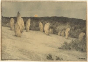 Stalks of Grain in the Moonlight Print Theodor Kittelsen 1900 Nordic Folklore - Picture 1 of 2