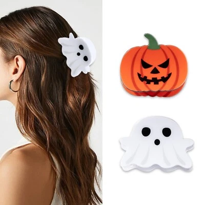 Pinzas para el cabello de Halloween lindas pinzas para el cabello fantasma para cabello fino malvado naranja pum... Foto 1 de 4