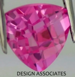 ZIRCONIA CÚBICA COLOR ZAFIRO ROSA 8 MM TRILLÓN CORTE TABLERO DE AJEDREZ SUPERIOR - Imagen 1 de 1