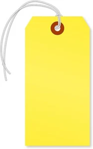 Fluorescent Yellow Tags with Elastic Strings 4.75x2.38 Inch 100 Pack Size 5 - Picture 1 of 8