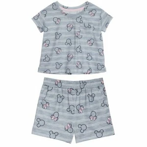 Disney Girls Minnie Mouse Pajamas Set Shorts T Shirt Lounge Mickey 4T 5 6 - Picture 1 of 3