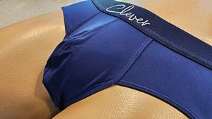 CLEVER MENS NYLON U POUCH BRIEFS UNDERPANTS BRIEFS NAVY BLUE NWOT UK M - Picture 1 of 7