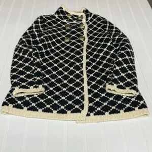 Max Studio Knit Button Front Black Shimmery Gold Cardigan Sweater Girls M (5-6) - Picture 1 of 7