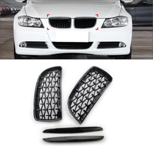 Diamond Black Front Kidney Grill Grille For BMW 3 Series E90 Sedan Pre-facelift - Picture 1 of 10