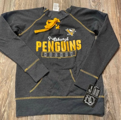 NWT Womens $35 Pittsburgh Penguins Cute Dark Gray Fleece Logo Sweatshirt Small - Image 1 of 4