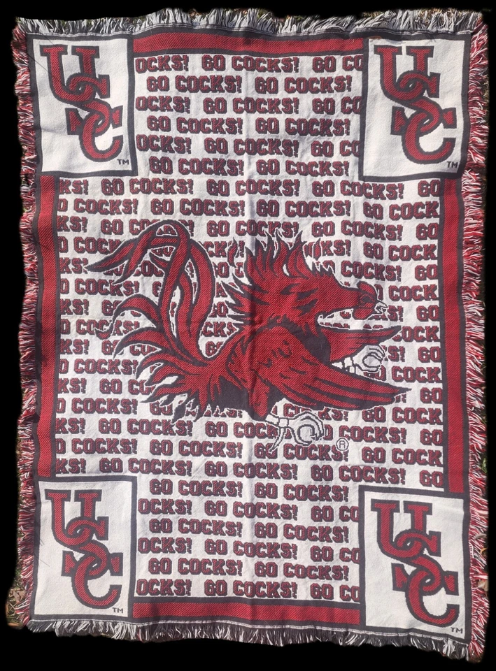 University South Carolina Gamecocks Throw Blanket Go Cocks Tapestry USC Woven - Image 1 of 2