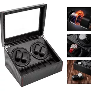 4+6 Watch Mover Watch Winder Automatic Mover Carbon Fiber Watches Box Caste - Picture 1 of 12