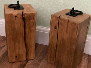 Large, chunky, handmade, rustic, reclaimed wooden doorstop - Picture 1 of 7