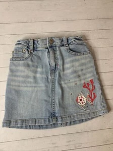Gymboree Light Denim Skirt Fish Coral Size 6 Adjustable Waist - Picture 1 of 5