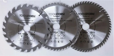 3PC Table Saw/Mitre Saw Blade 200mm 24,48,60T Fit Makita/AEG/Ryobi/GMC/Dewalt - image 1 of 4