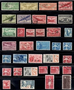 35 Different Used US Airmail issued between 1927 and 1967 , F-VF - I Combine S/H - Picture 1 of 1