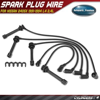 Novos conjuntos de fios de vela de ignição 5 peças para Nissan 240SX 1991-1994 L4 2.4L 22450-53F25 7mm - Imagem 1 de 4