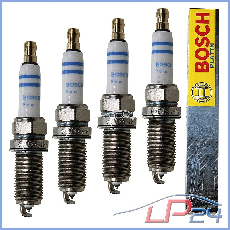 4x BOUGIE D'ALLUMAGE BOSCH DOUBLE PLATINE FR6MPP332 POUR MERCEDES-BENZ CLASSE C - Photo 1/3