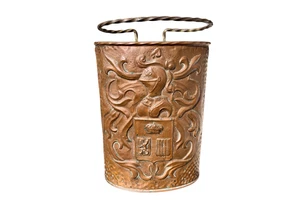 Antique Large Copper Umbrella Stand Medusa Gorgon Knight Handmade Home Decor - Picture 1 of 8