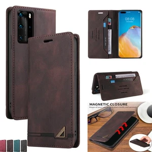 Leather Flip Stand Anti Scratch Wallet Case For Huawei Honor 50 Lite 9x P40 Pro - Picture 1 of 16