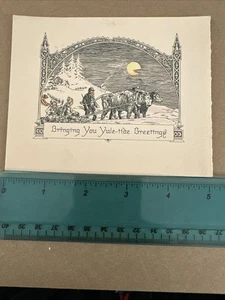 Vintage Victorian Christmas Card - Man Farming Oxen Children Playing - Picture 1 of 3