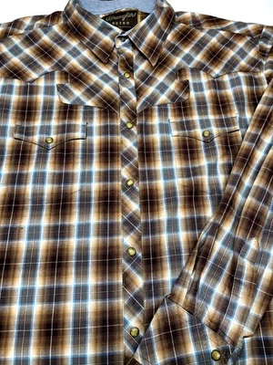 Camisa a Cuadros de Algodón Manga Larga con Botones Frontales Wrangler Para Hombres Retro 2XL XX XXL Foto 1 de 4