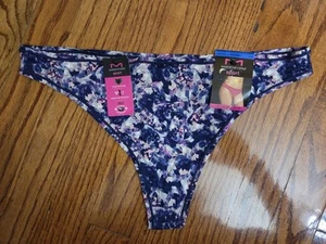 NEW! MAIDENFORM  BLUE FLORAL Sport Thong PANTIES Xl/8 - Picture 1 of 3