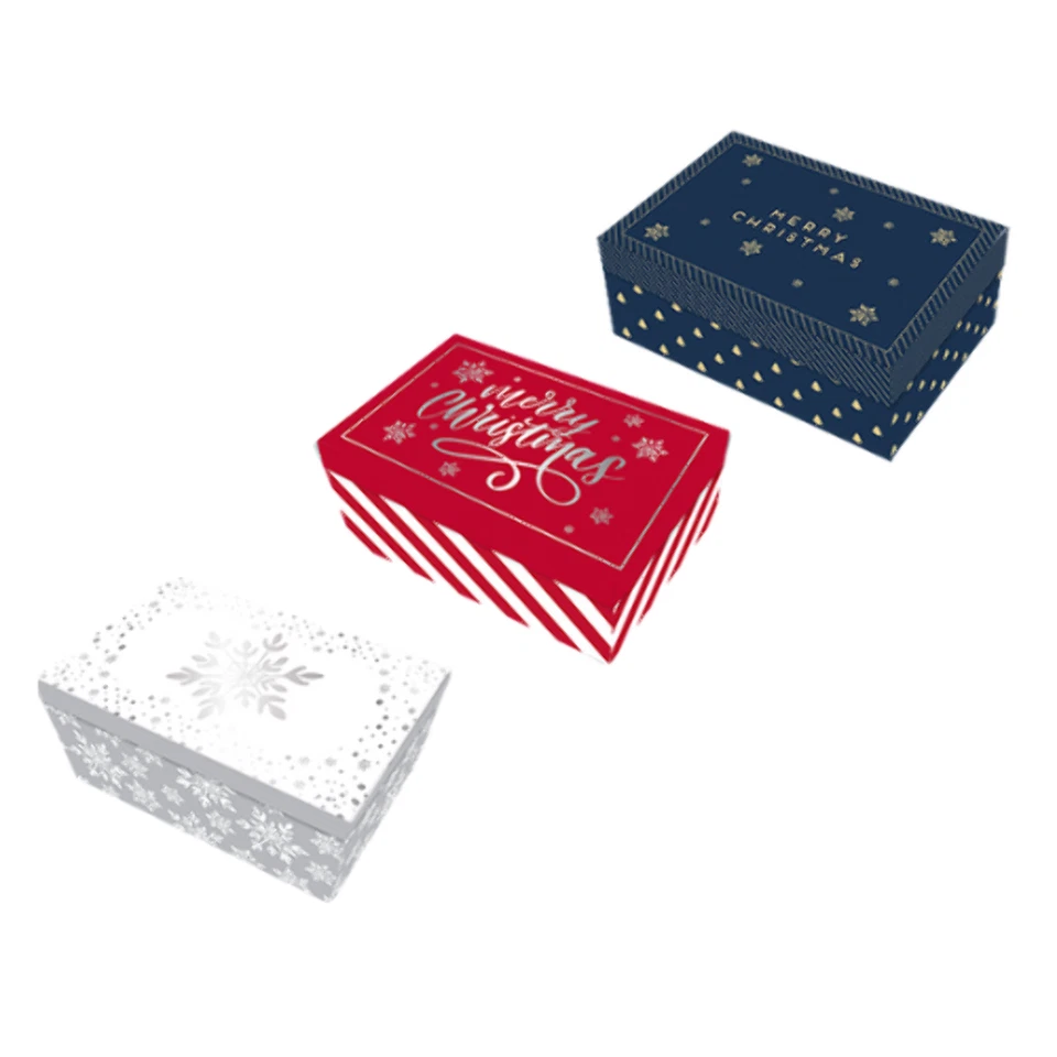 FABFINDS Christmas Rectangle Gift Boxes 12cm x 9cm Assorted Festive Designs