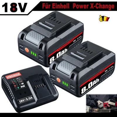 2x 8,0Ah Akku Für Einhell 18V Ersatzakku POWER X-CHANGE Lithium PXC Batterien - Bild 1 von 4