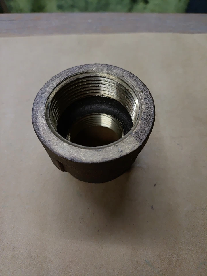 33300-20-16 Red Brass Pipe Adapter Coupling Female 1-1/4 NPT to Female 1" NPT - Image 1 of 3