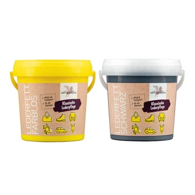 B & E Lederfett 2 x 1000 ml - schwarz + farblos - Glattleder Pflege Lederpflege - Bild 1 von 3