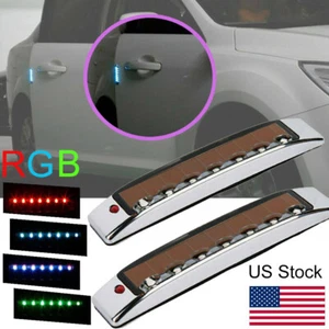 2Pcs Solar LED Strobe Warning Light Car Door Emergency Side Signal Blinker Auto - Picture 1 of 12