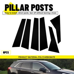 Calcomanía de moldura de puerta postes de pilar negro brillante 6 piezas aptos para Cadillac XT5 2017-2023 B - Imagen 1 de 9