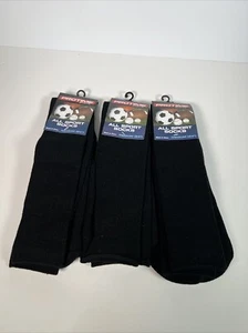 Lot of 3 Protime Youth All Sport Black Socks Sz M 24” - Picture 1 of 3