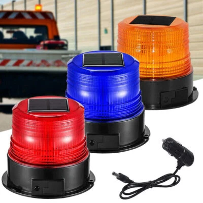 Solar LED Beacon Flashing Lights Magnetic Strobe Emergency Warning Light 12/24V - image 1 of 4