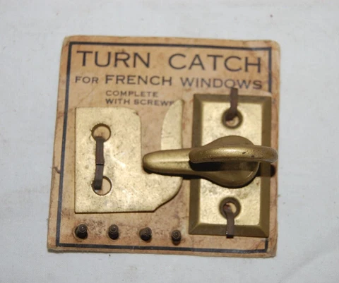 Vintage French Window Turn Catch New Old Stock Complete Cover