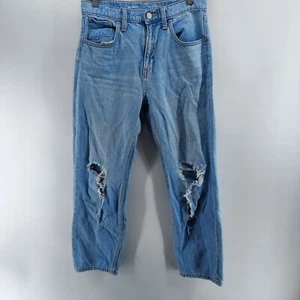 old navy jeans girls size 14 slouchy straight distressed high Rise denim AS IS - Picture 1 of 10