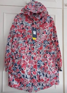 Joules Golightly Printed Waterproof Packaway Jacket- Cream Floral -uk 12  - Picture 1 of 2