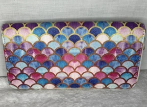 Badiya Mermaid Scales Accordion Wallet Pink Purple Blue White Clean - Picture 1 of 9
