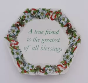 Plato Spode ""Árbol de Navidad"" patrón vacaciones plato baratija memoria amistad - Imagen 1 de 6