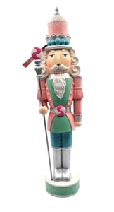 Candyland Sweets Pastel Nutcracker Peppermint Square Resin 17 3/4" New - Picture 1 of 4