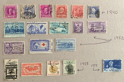 Lot of 18 USA Postage Stamps 1940 1952 1958 1958 See Pictures - Image 1 of 4
