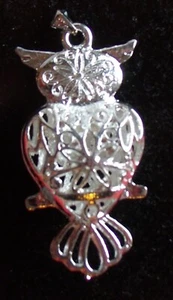 Collana con ciondolo gufo corna soffiato .925 argento sterling catena nuova - Foto 1 di 3