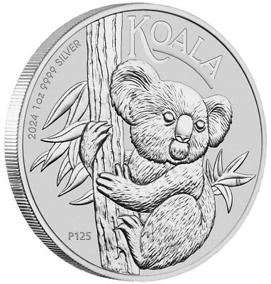 Moneda de plata de 1 dólar Australia Koala 2024 de 1 oz en cápsula acuñada efigie del rey Carlos III Foto 1 de 2