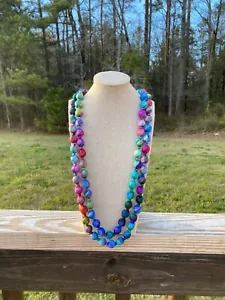 Collar largo de cuentas de seda, collar multicolor para mujer - Imagen 1 de 5