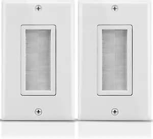 1-Gang Wall Plate (2 Pack), Brush Style Opening Passthrough Low Voltage Cable Pl - Picture 1 of 12